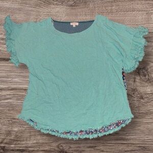 Umgee Emerald Top with Animal Floral Print Back Women's XL